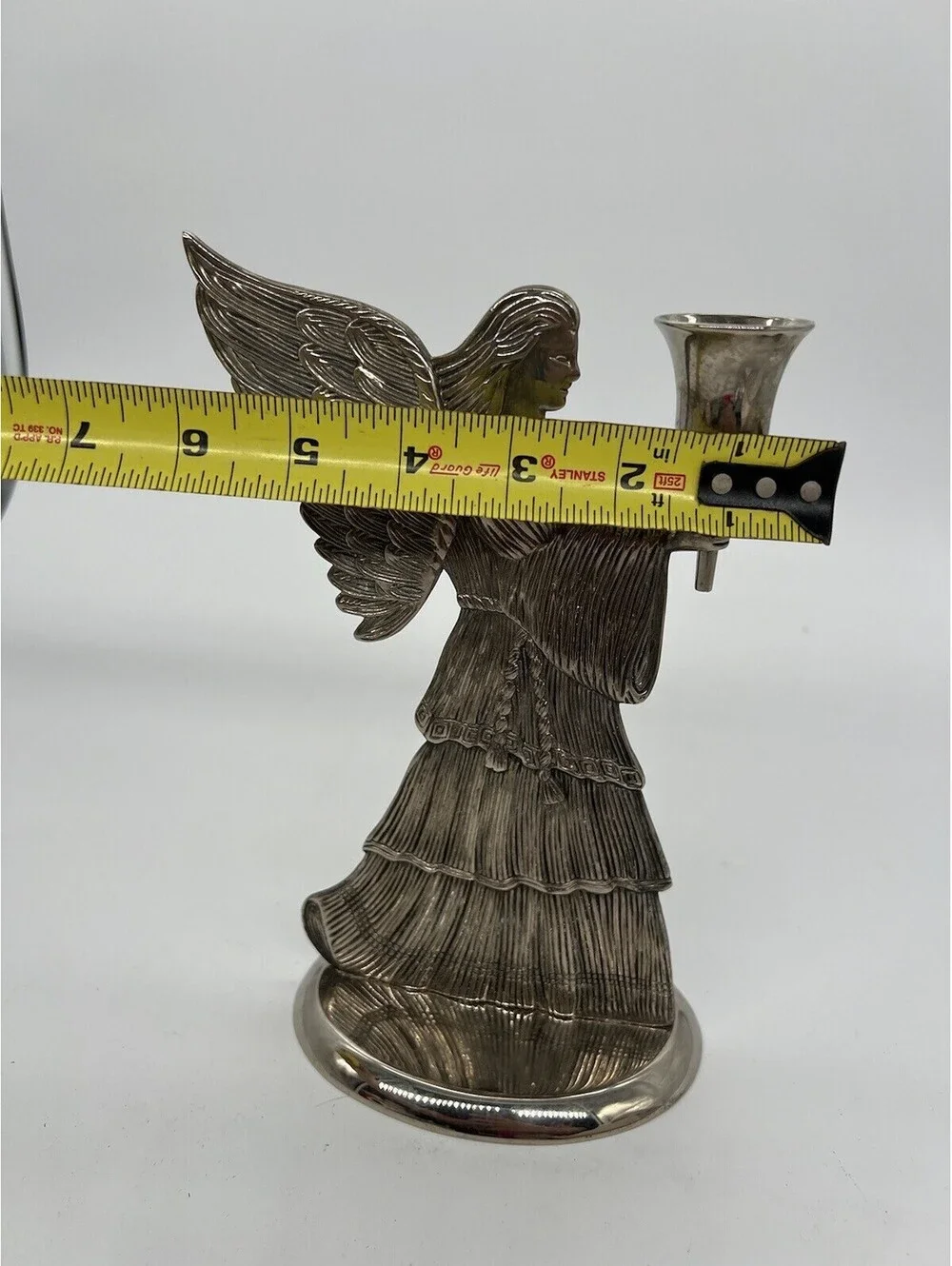 Vintage 1994 Christmas Angel Candle Holder Silver Plated 9